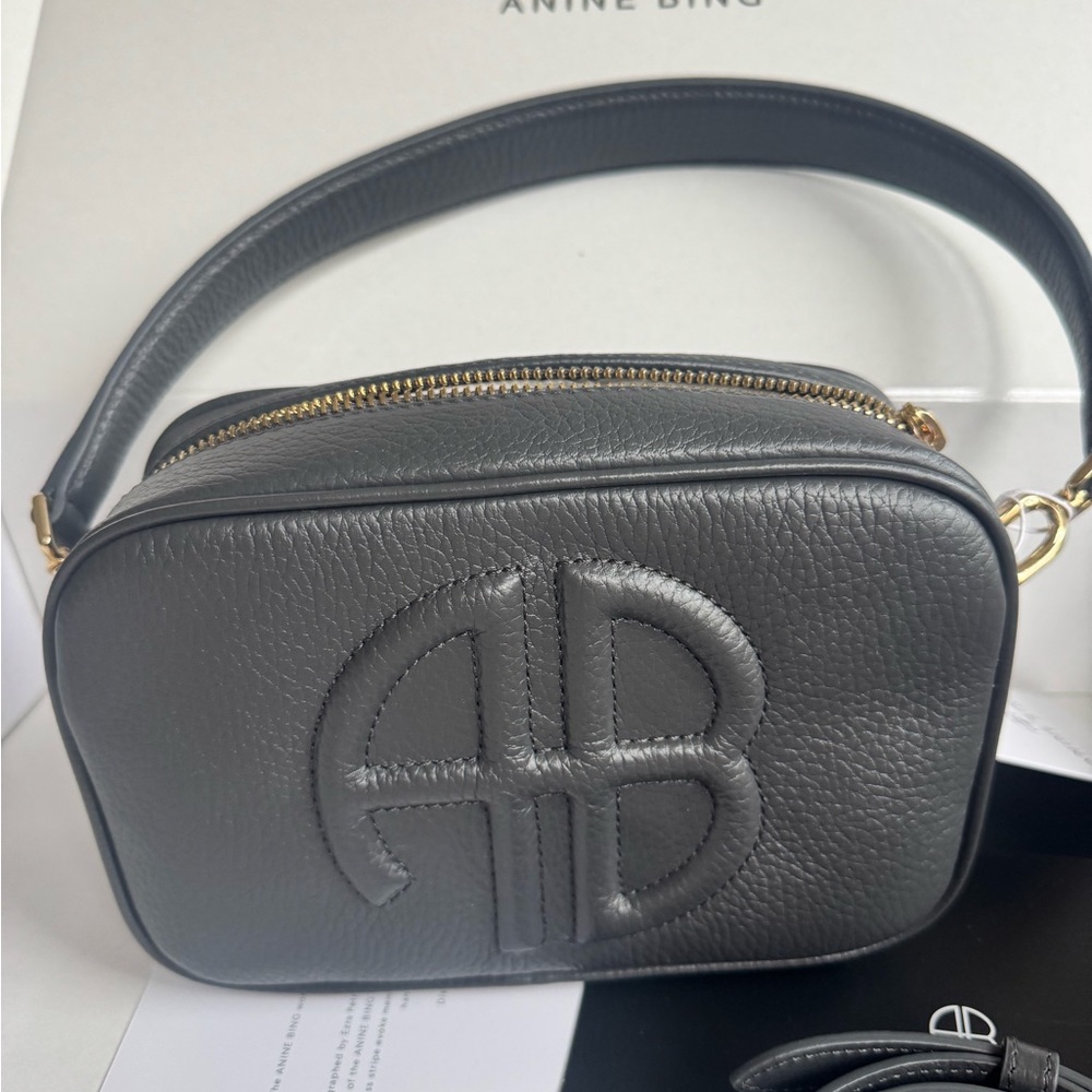 Anine Bing Charcoal Leather Crossbody Bag - Picture 4 of 6